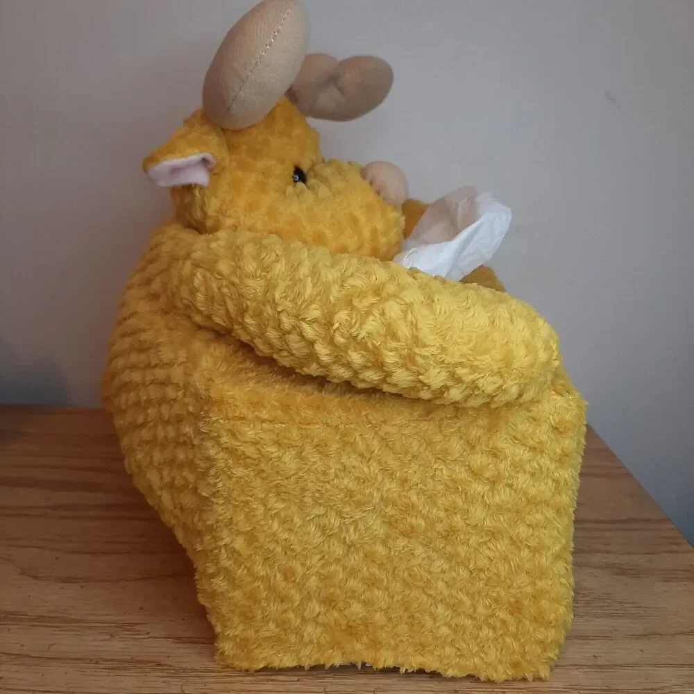 Vintage Plush Moose Tissue Box Holders / Cover Mustard Yellow